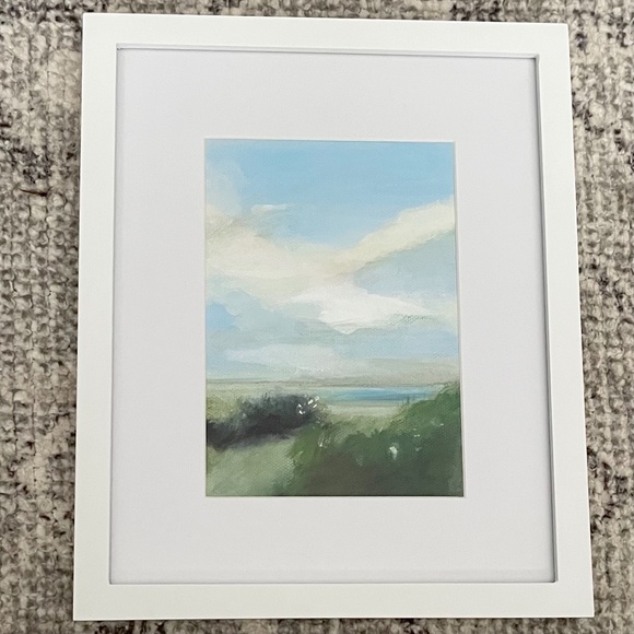Framed original PAINTING ON CANVAS clouds landscape scenery grass *NOT A PRINT - Picture 1 of 4